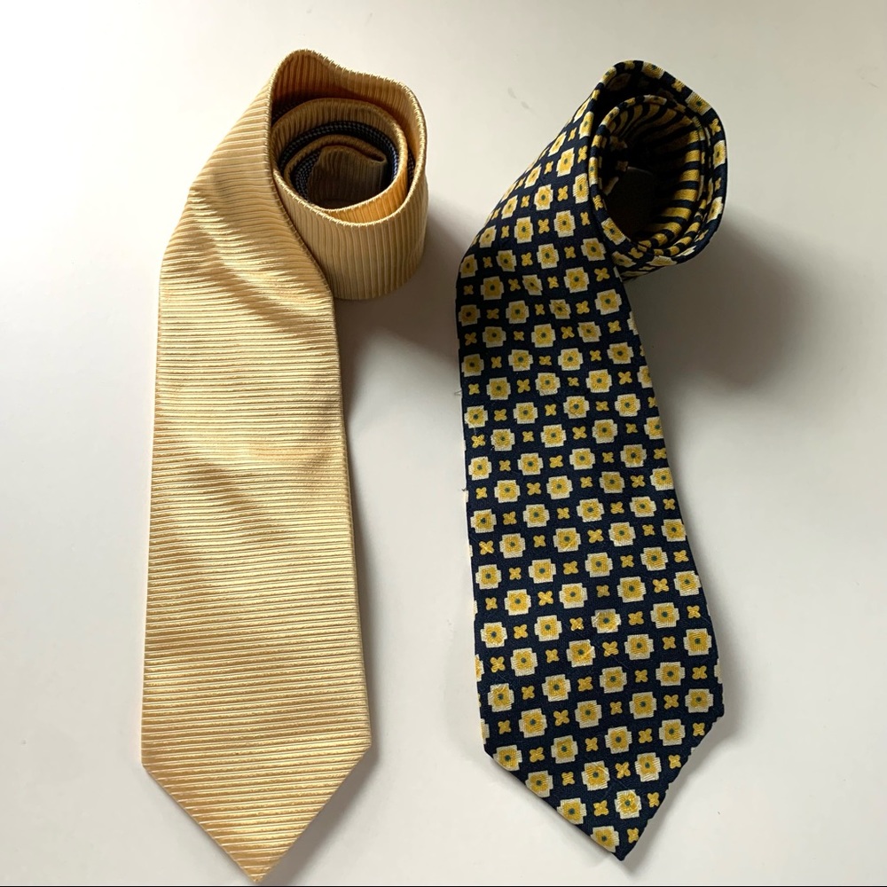 Tommy Hilfiger Tie Bundle Of Two Yellow Navy